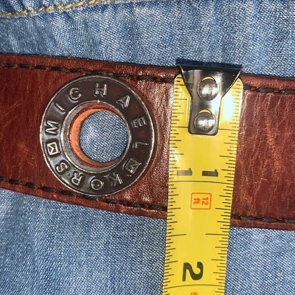 MICHAEL KORS Brown leather belt, monogram metal grommets & buckle. VTG S main image 13